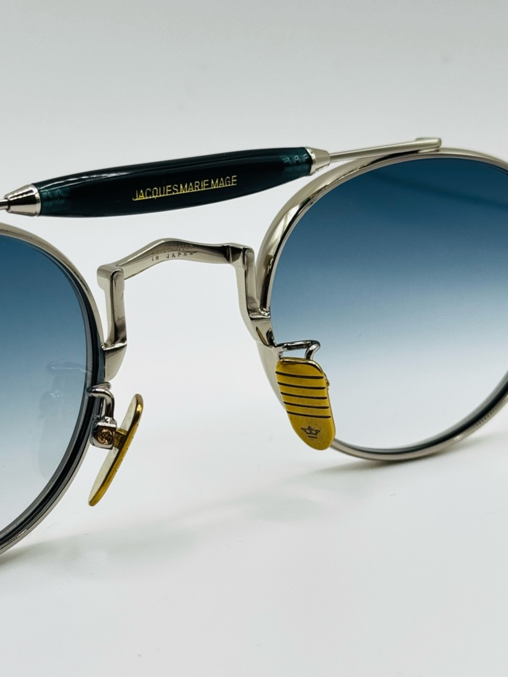 JMM DASAN Round Metal Sunglasses with Blue Gradient Lenses 48 MM - Picture 9 of 11